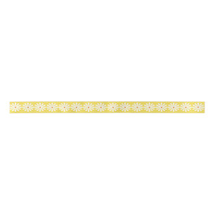 Pretty White daisies on yellow background Satin Ribbon