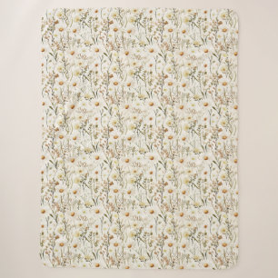 Pretty White Daisy Flowers Birthday Sherpa Blanket