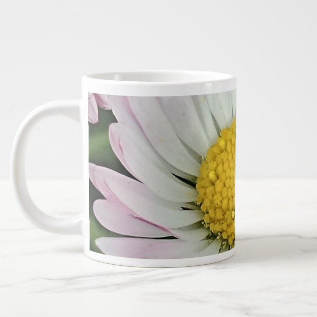 Pretty white daisy large coffee mug (Left)
