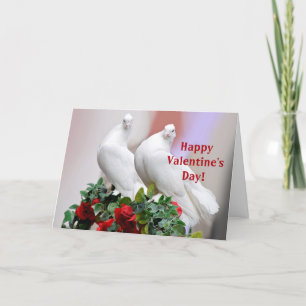Pretty White Doves Valentine's Day Folded Holiday Card