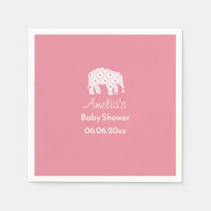 Pretty White Elephant Personalized Baby Shower Napkin