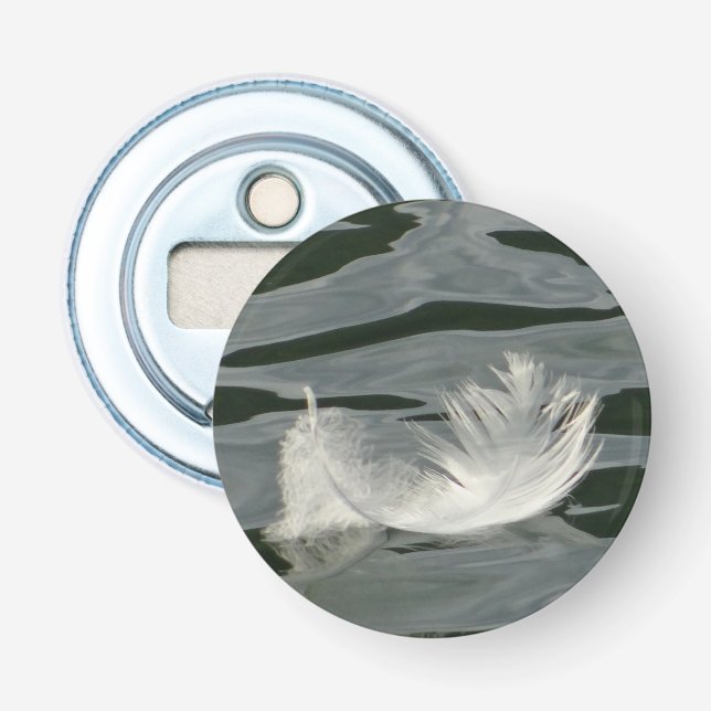 Pretty white feather bottle opener (Front)