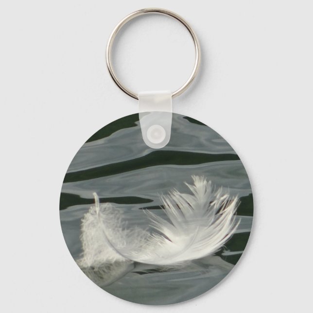 Pretty white feather keychain (Front)