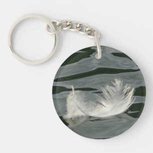 Pretty white feather keychain