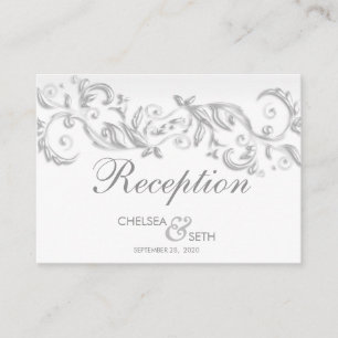 Pretty White Floral Swirls - Reception Enclosure Card