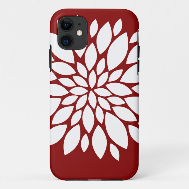 Pretty White Flower Petal Art on Red Case-Mate iPhone Case (Back)
