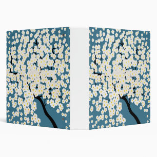 Pretty White Flowers Blossom Tree Art Binder