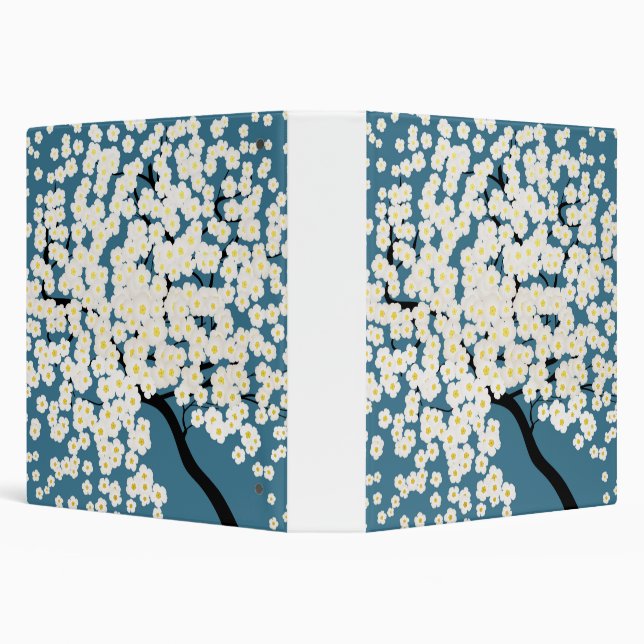 Pretty White Flowers Blossom Tree Art Binder (Background)