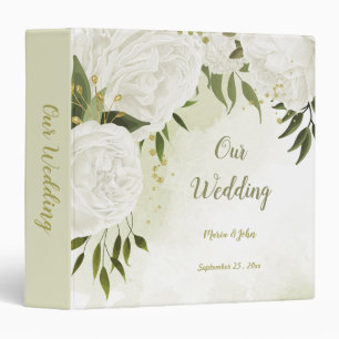 pretty white flowers green leaves photo album binder