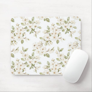 Pretty White Flowers Mouse Pad