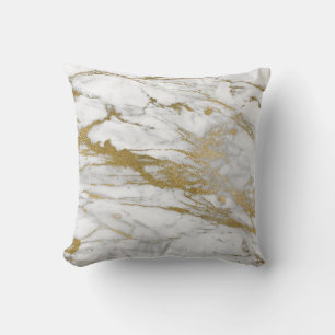 PRETTY WHITE GOLD MARBLE INSPIRED CUSHION