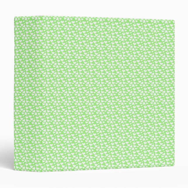 Pretty White Hearts on Pastel Green 2 Binder (Front/Spine)