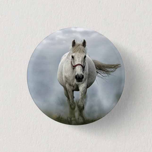 Pretty White Horse Cloud Photo 1 Inch Round Button (Front)