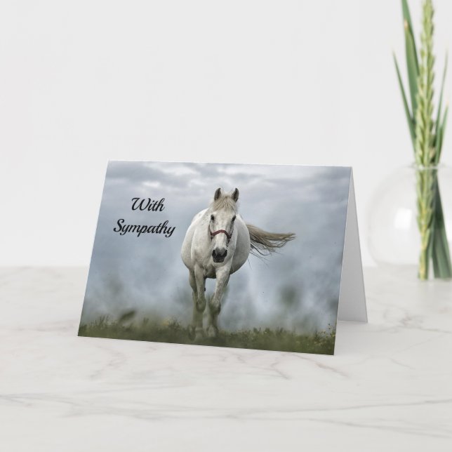 Pretty White Horse Cloud Photo Sympathy Card (Front)