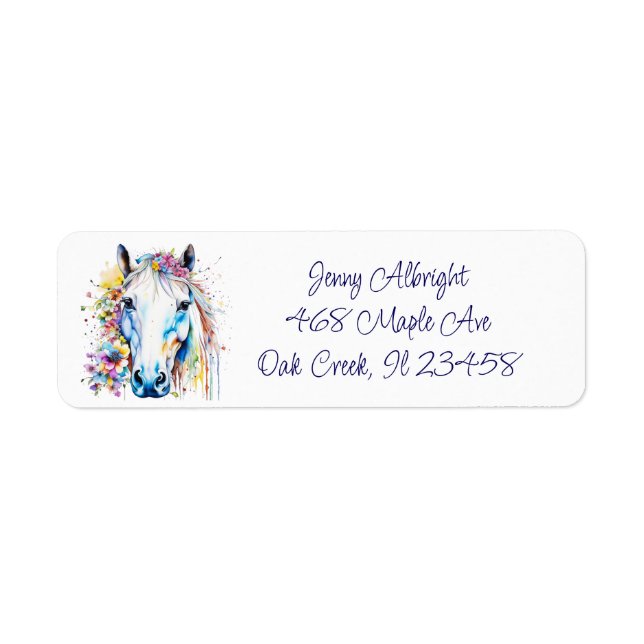 Pretty White Horse Floral Personalized  (Front)