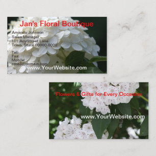 Pretty White Hydrangea Mountain Laurel Flowers Business Card