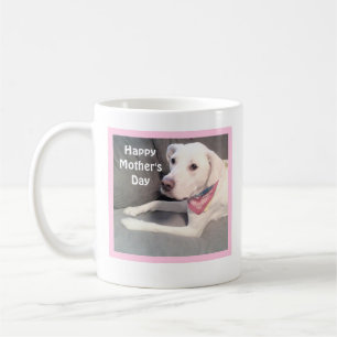 Pretty White Labrador Retriever Mix Dog Pink Mom Coffee Mug