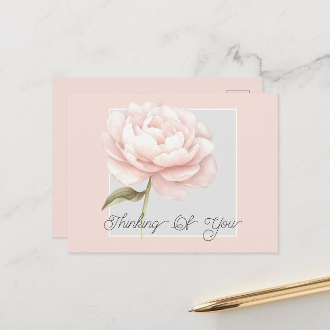 Pretty White Pink Rose Flower Personalized Postcard (Front/Back In Situ)