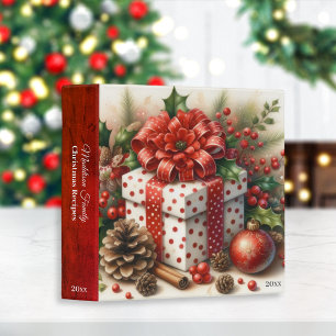 Pretty White Red Coquette Polka Dot Bow and Holly Binder