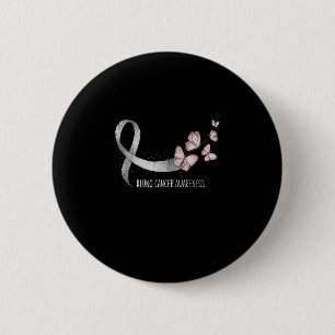 Pretty White Ribbon Support Lung Cancer Awareness. 2 Inch Round Button
