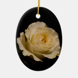 Pretty White Rose Ceramic Ornament