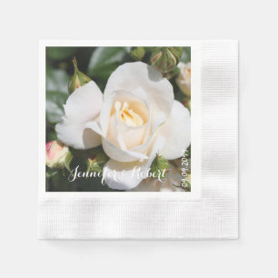 pretty white rose flower. floral photo art. napkin