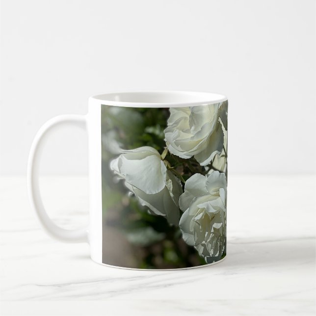 Pretty White Roses Coffee Mug (Left)