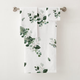 PRETTY WHITE SAGE BOTANICAL BATHROOM TOWEL SET