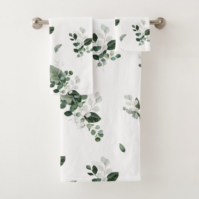 PRETTY WHITE SAGE BOTANICAL BATHROOM TOWEL SET (Insitu)