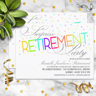 Pretty White Surprise Retirement Party Invitations