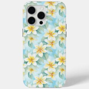Pretty White Yellow Frangipani Floral Designer iPhone 15 Pro Max Case