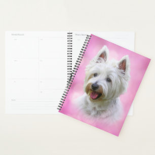 Pretty White Yorkie Planner
