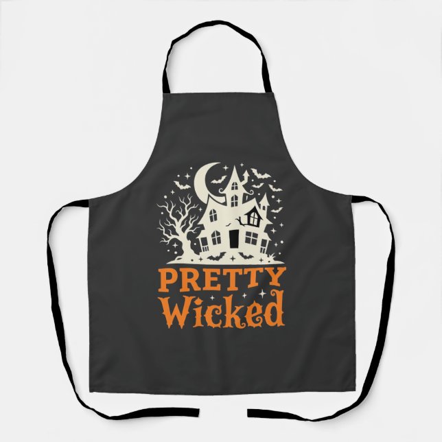 Pretty Wicked Halloween Haunted House_1 Apron (Front)