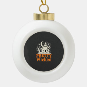 Pretty Wicked Halloween Haunted House_1 Ceramic Ball Christmas Ornament