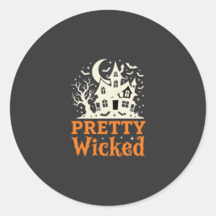 Pretty Wicked Halloween Haunted House_1 Classic Round Sticker