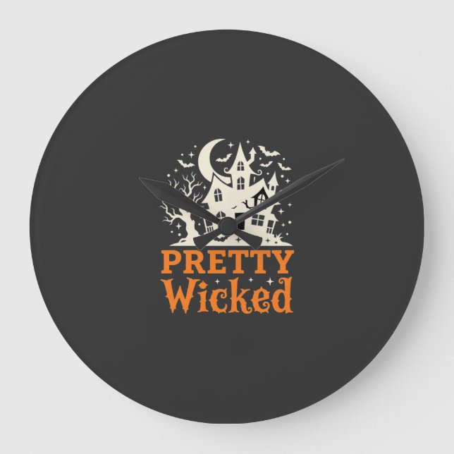 Pretty Wicked Halloween Haunted House_1 Large Clock (Front)