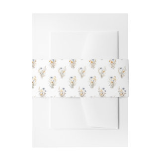 Pretty Wild Flower Floral  Invitation Belly Band