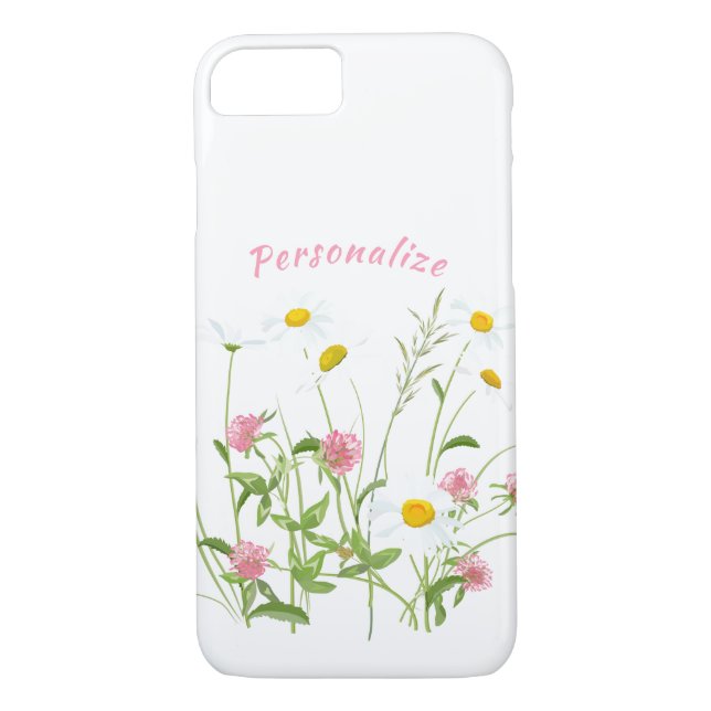 Pretty Wild Flowers Daisy Carnation Personalized Case-Mate iPhone Case (Back)