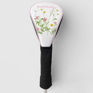 Pretty Wild Flowers Daisy Carnation Personalized Golf Head Cover