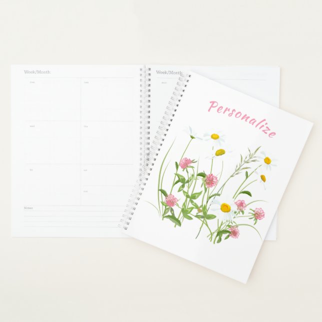 Pretty Wild Flowers Daisy Carnation Personalized Planner (Display)