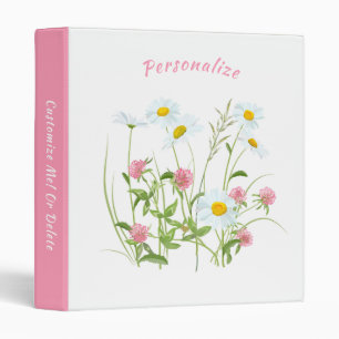 Pretty Wild Flowers Daisy Carnation Pink Binder