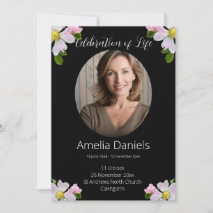 Pretty Wild Rose Celebration of Life Card