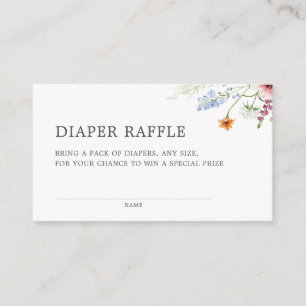 Pretty Wildflower Border Diaper Raffle Enclosure Card