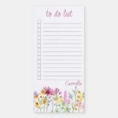 Pretty Wildflower Border Personalized To Do List Magnetic Notepad (Front)