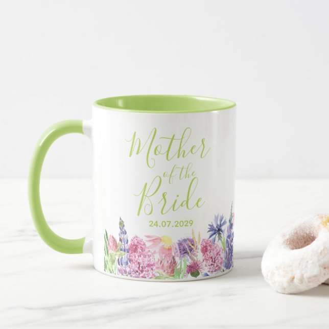 Pretty Wildflower Garden Mother of the Bride  Mug (With Donut)