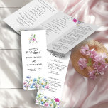 Pretty Wildflower Garden Wedding Ceremony Program<br><div class="desc">Wildflower ceremony program, printed on a flat paper sheet, which you will need to fold yourself. Monogrammed watercolor floral design with elegant typography, wild flowers and greenery in shades of pink blue periwinkle lavender green and magenta. Modern, pretty vibrant and colourful this botanical floral garden design has the charm and...</div>