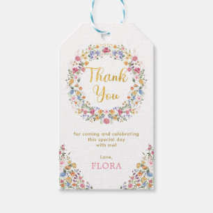 Pretty Wildflower Garden Wreath Girls 1st Birthday Gift Tags