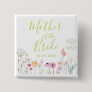 Pretty  Wildflower Mother of the Bride Shower 2 Inch Square Button