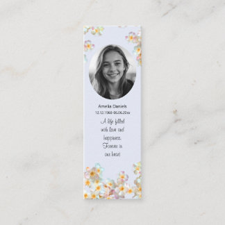 Pretty Wildflower Photo Funeral Mini Bookmark Calling Card