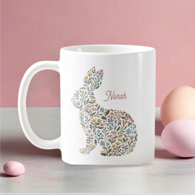 Pretty Wildflower Rabbit Personalized Easter  Coffee Mug (Creator Uploaded)